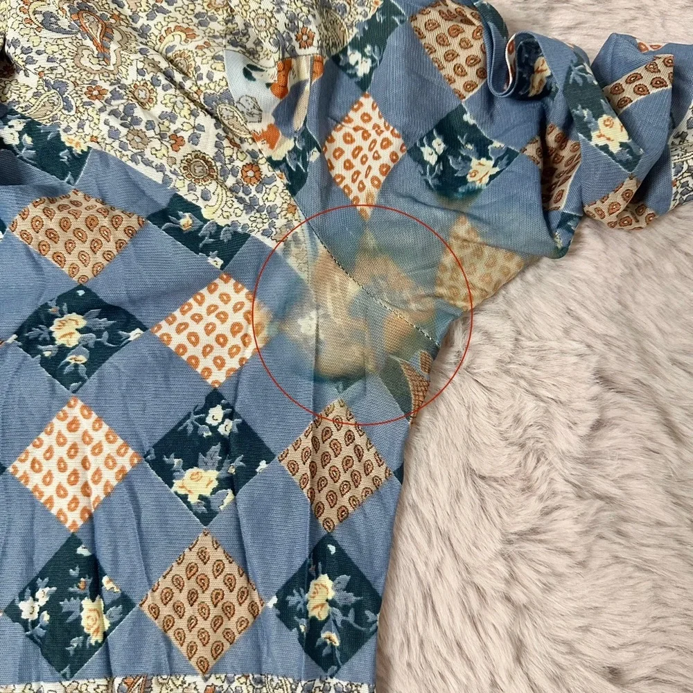 Vintage Patterned Eclectic Get Together/Family Dinner Button Up Collared Blouse - Picture 5 of 10